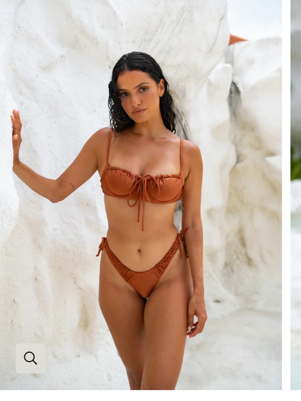 Somerfield Swim Ruched Tie-Front Rust Bikini Top